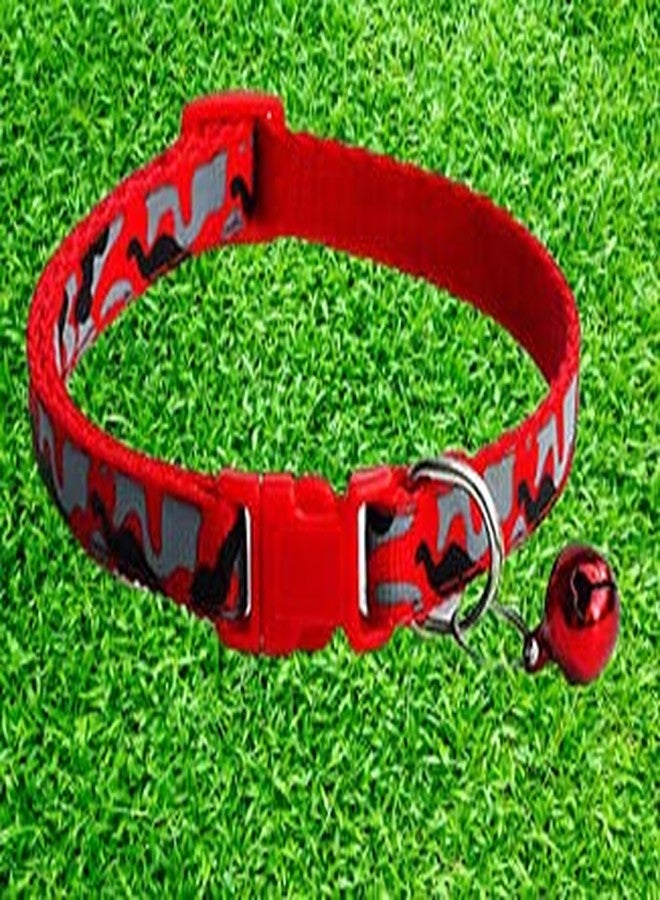 Pet Guard Cat Cute Printed Dog Puppy Cat Kitten Pet Collar Adjustable Necklace with Bell, Cat Accessories Collar for Cat (1Pcs Red Color) - Image 2